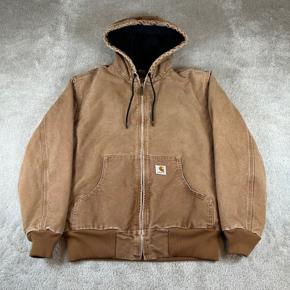 VTG Carhartt WJ130 BRN Active Jacket Womens S Brown Quilted Flannel Lined Canvas
